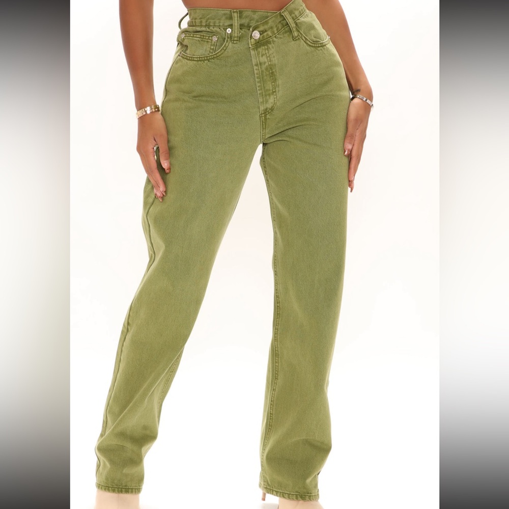 Fashionova Olive Straight Leg Jeans (7)